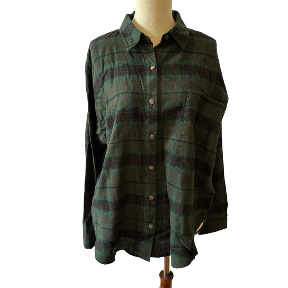 BLU PEPPER SOFT LIGHTWEIGHT FLANNEL SHIRT BUTTON FRONT PLAID RUSTIC CASUAL NWT S - Picture 2 of 12